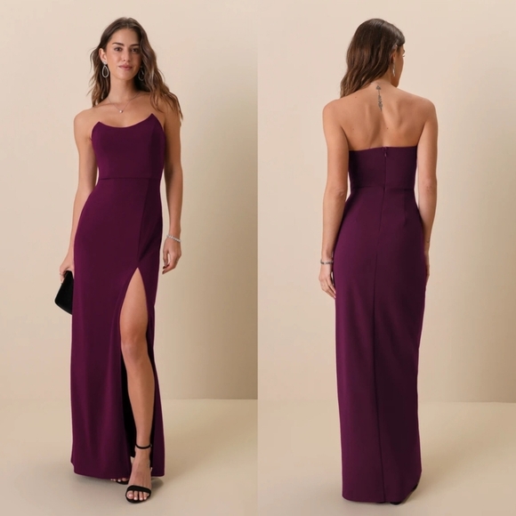 Lulus Sensational Beauty Plum Purple Strapless Maxi Dress S Wedding Party Formal - Picture 1 of 9